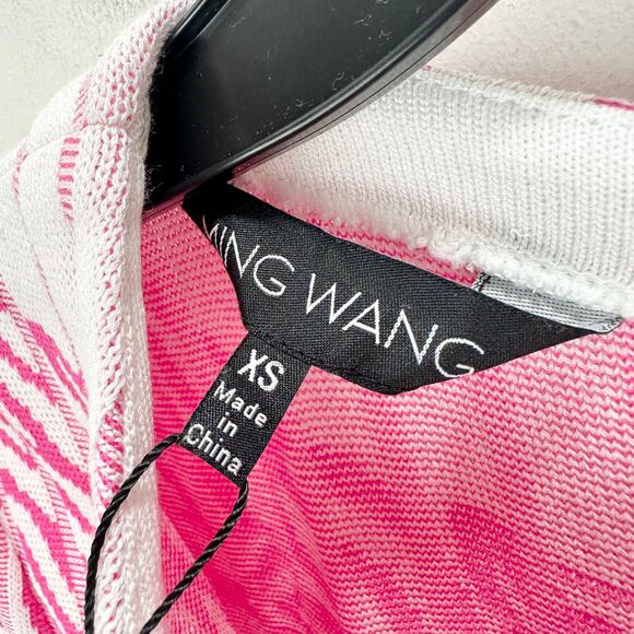 Ming Wang Jacquard Knit Dress Pink Floral Placement Printed A Line XS NWT - Picture 4 of 9